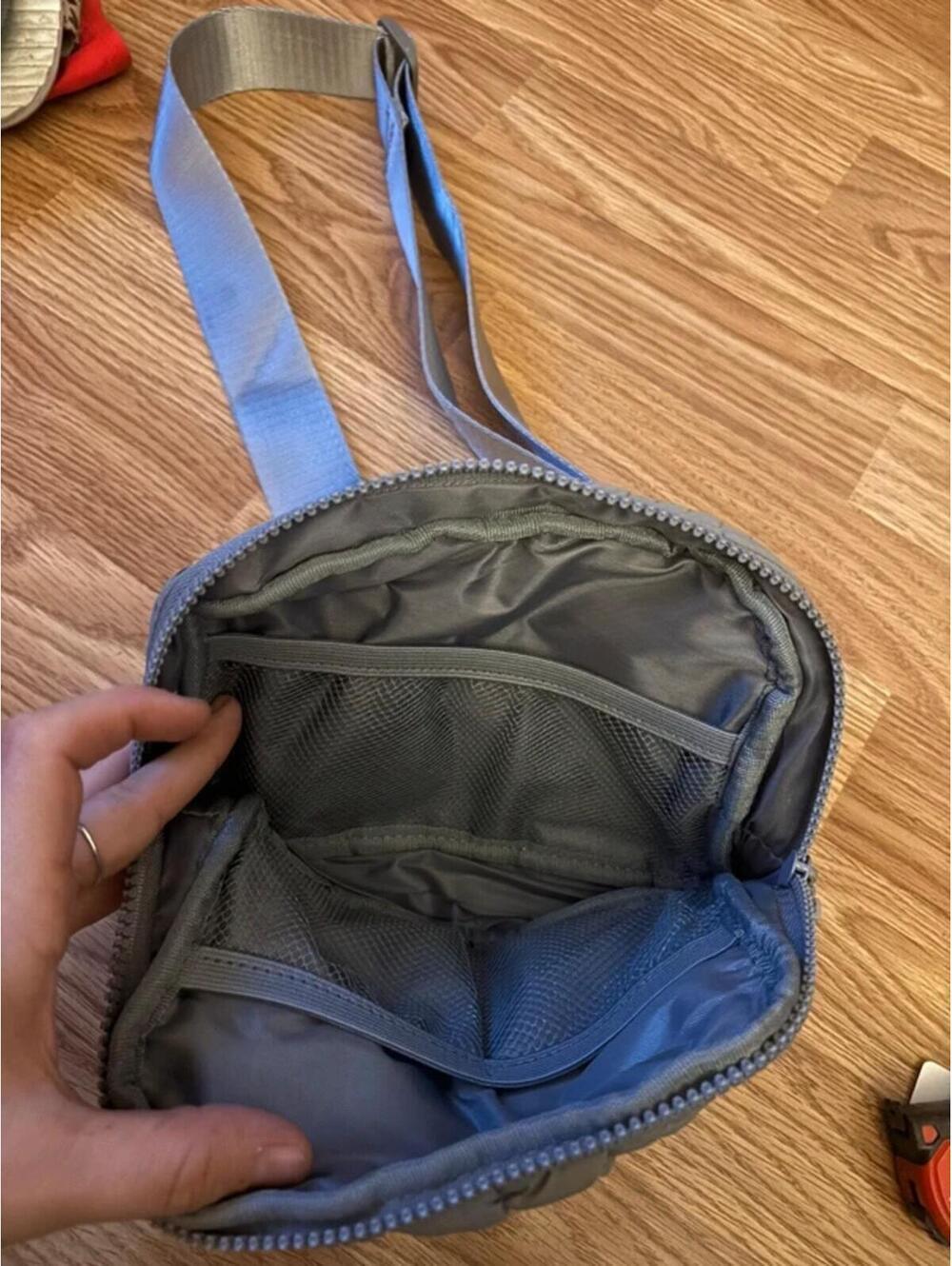 Gray Quilted Puffer Belt Bag - Picture 4 of 5